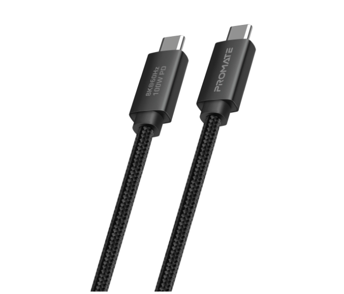 Promate 100 Watts Thunderbolt 4 Compatible USB-C Cable with Charging - Black - Zoom Image 1