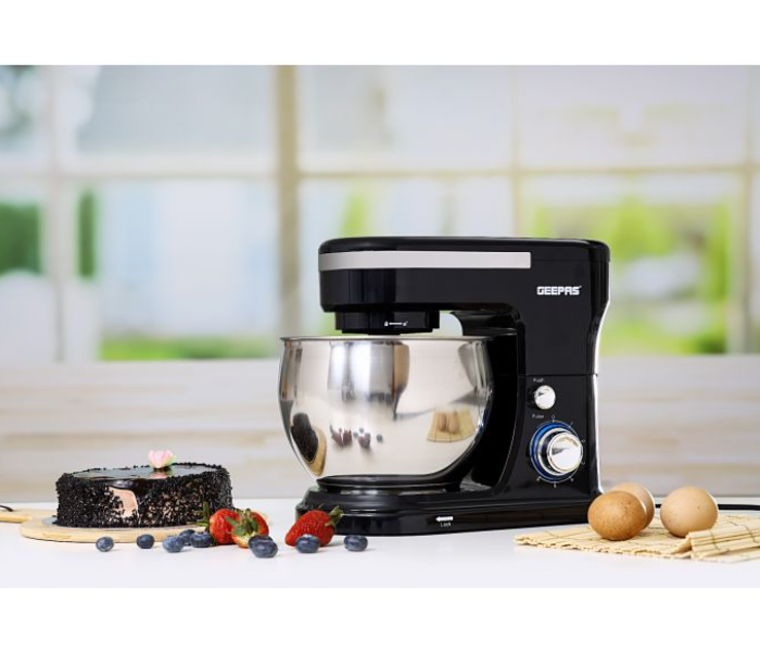 Geepas GSM43038UK 1000Watts 5Litre 2 In 1 Electric Hand and Stand Mixer - Black and Silver - Zoom Image 1