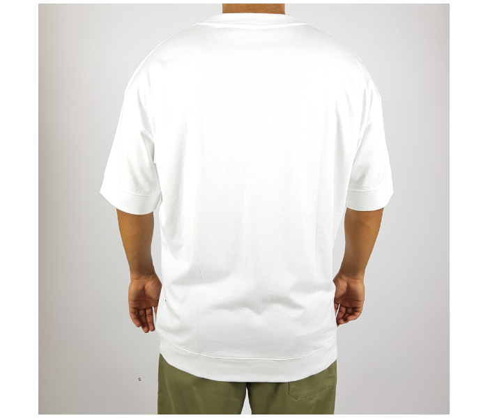 Short Sleeves Long Plain Small T-Shirt For Men - White - Zoom Image 2