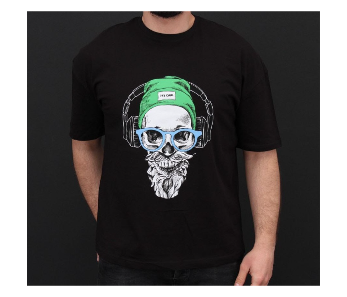 Regular Skull Design Round Neck Large T-Shirt for Men - Black - Zoom Image 1