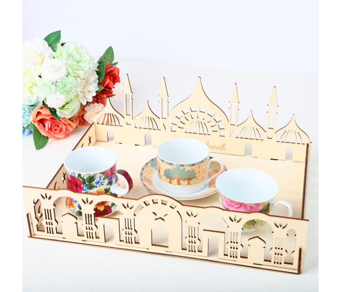 Mosque Design Wooden JM01328 Ramadan Dessert Tray - Zoom Image 1