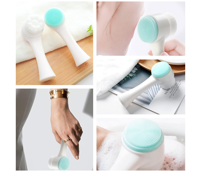 Manual Double-Sided Silicone Brush For Face Wash - Blue - Zoom Image 7