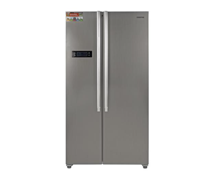 Geepas GRFS5520SXHN 550 Litre Side by Side Doors No Frost Refrigerator - Grey - Zoom Image 1