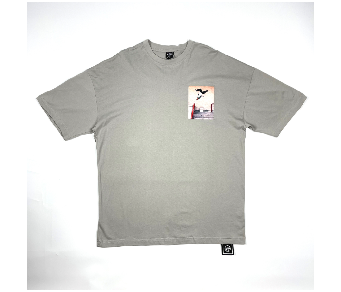 Oversize Medium T-Shirt With Skateboard Picture For Men - Grey - Zoom Image 2