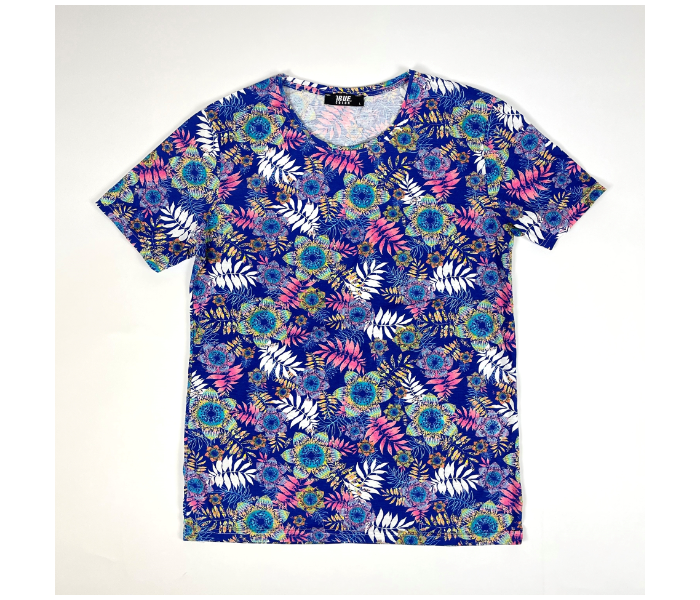 Regular Short Sleeves Small T-Shirt With Flower Design For Men - Purple - Zoom Image 3