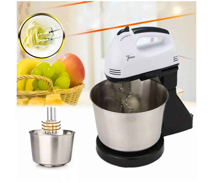 GTC 22000940 Stainless Steel Bowl 7 Speed Electric Dough Mixer with Table Stand - Black and White - Zoom Image 3