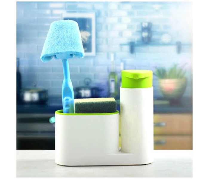 GTC 22000942 2 In 1 Self Draining Sink Tidy Set - White and Green - Zoom Image 1