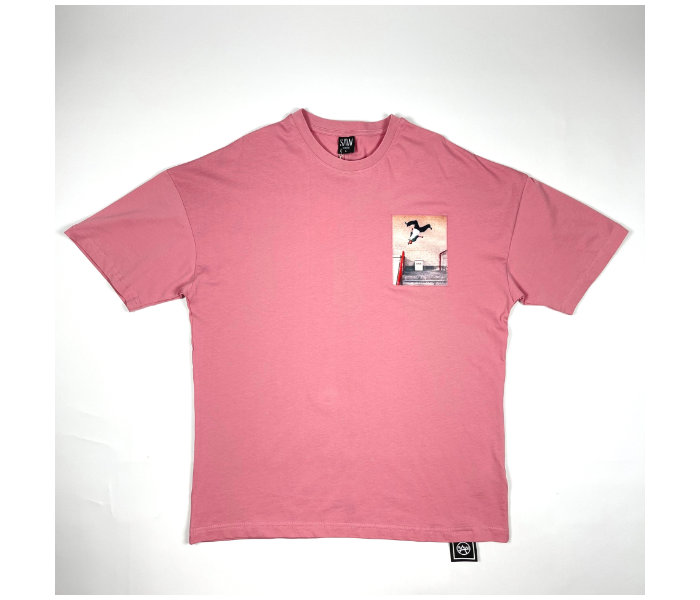 Oversize Medium T-Shirt With Skateboard Picture For Men - Pink - Zoom Image 3