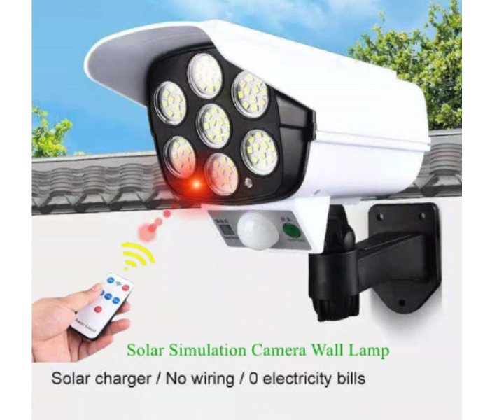 2 pcs 3 Modes Motion Sensor Solar Simulation Camera Wall Lamp Remote Control Outdoor Wall Light - White and Black - Zoom Image 3