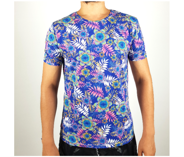 Regular Short Sleeves XL T-Shirt With Flower Design For Men - Purple - Zoom Image 2