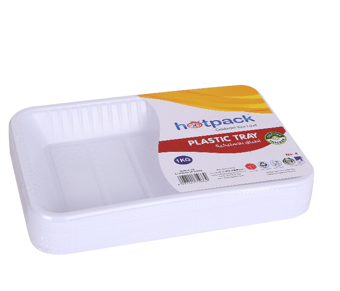 Hotpack PAV4HP No 4 1Kg Plastic Rectangular Tray - White - Zoom Image 3