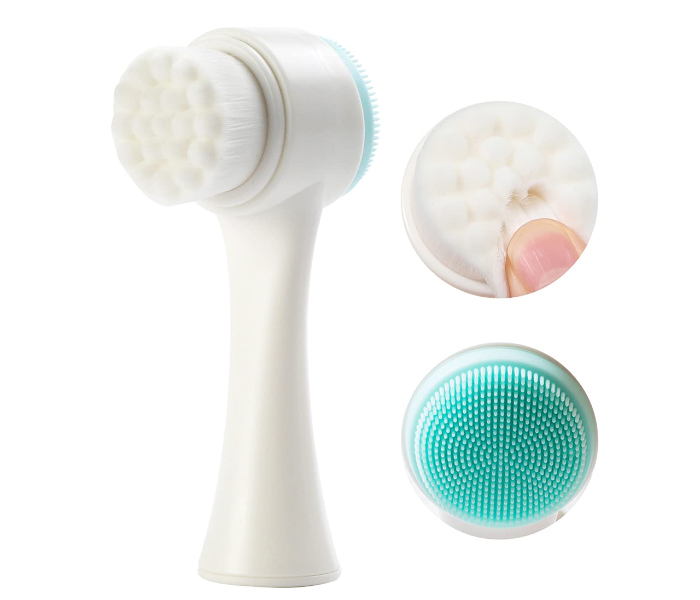 Manual Double-Sided Silicone Brush For Face Wash - Blue - Zoom Image 1