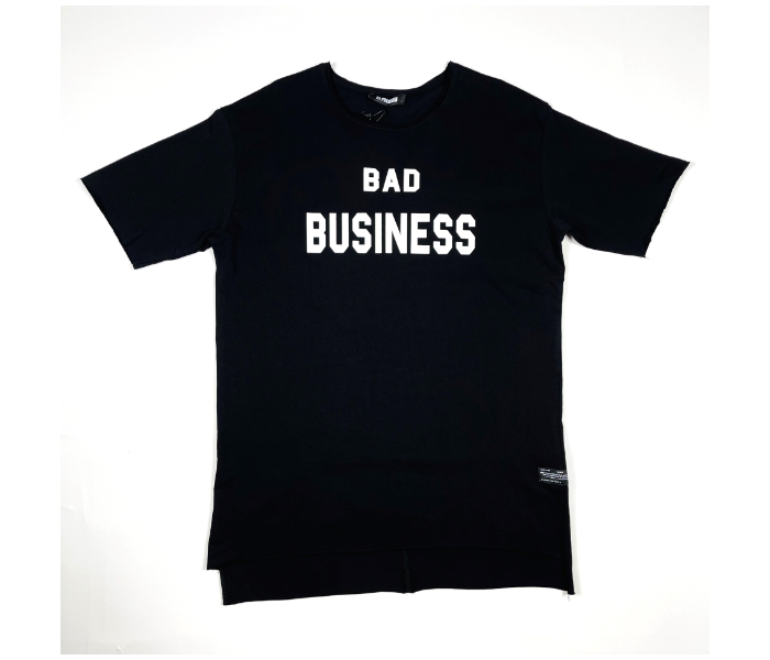 Short Sleeves Bad Business Printed Long XL T-Shirt For Men - Black - Zoom Image 3