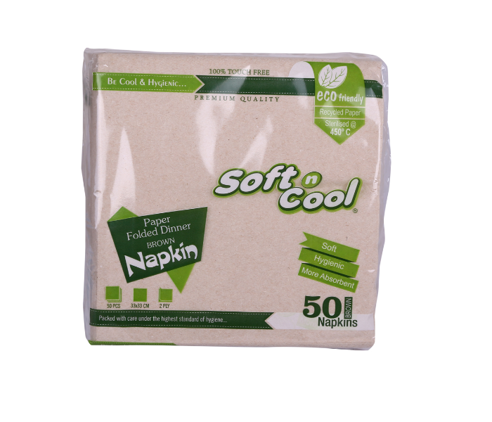 Hotpack NAPKIN3333B Set of 50 Pieces 33x33cm Soft N Cool Paper Dinner Napkin - Brown - Zoom Image 1