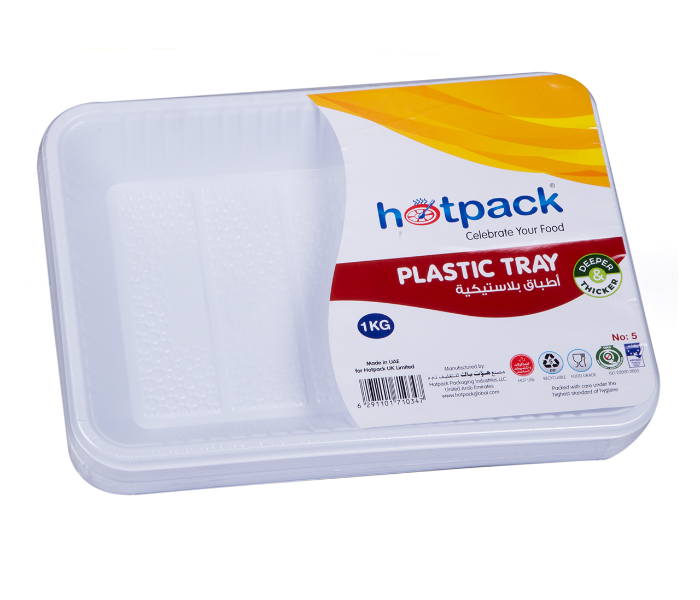 Hotpack PAV5HP No 5 1Kg Plastic Rectangular Tray - White - Zoom Image 1