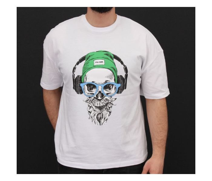 Regular Skull Design Round Neck Large T-Shirt for Men - White - Zoom Image 1