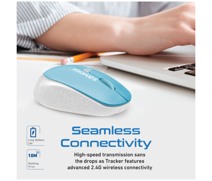 Promate Professional Precision Tracking Comfort Grip 2.4G Wireless Mouse with USB Nano Receiver - Blue - Zoom Image 3