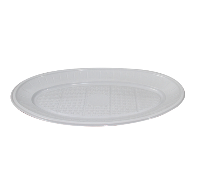 Hotpack POTP20 Set of 10 Pieces Plastic Oval Tray - White - Zoom Image 3