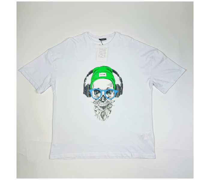 Regular Skull Design Round Neck Medium T-Shirt for Men - White - Zoom Image 2