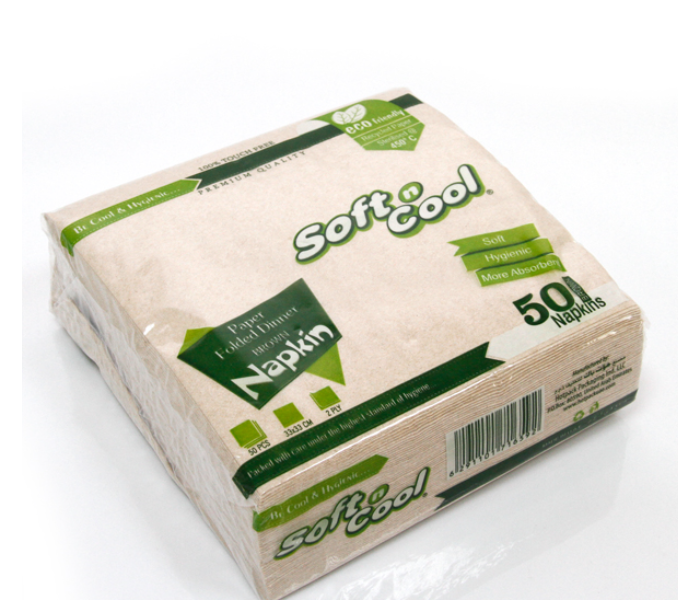 Hotpack NAPKIN3333B Set of 50 Pieces 33x33cm Soft N Cool Paper Dinner Napkin - Brown - Zoom Image 3