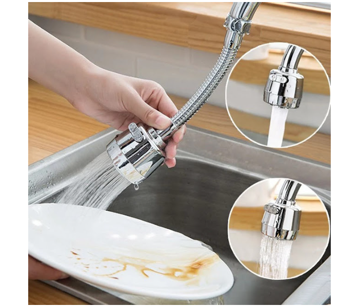 GTC 22000952 360 Degree Rotatable Anti-Splash Faucet Nozzle Head with Hose Sink Faucet Sprayer - Silver - Zoom Image 1