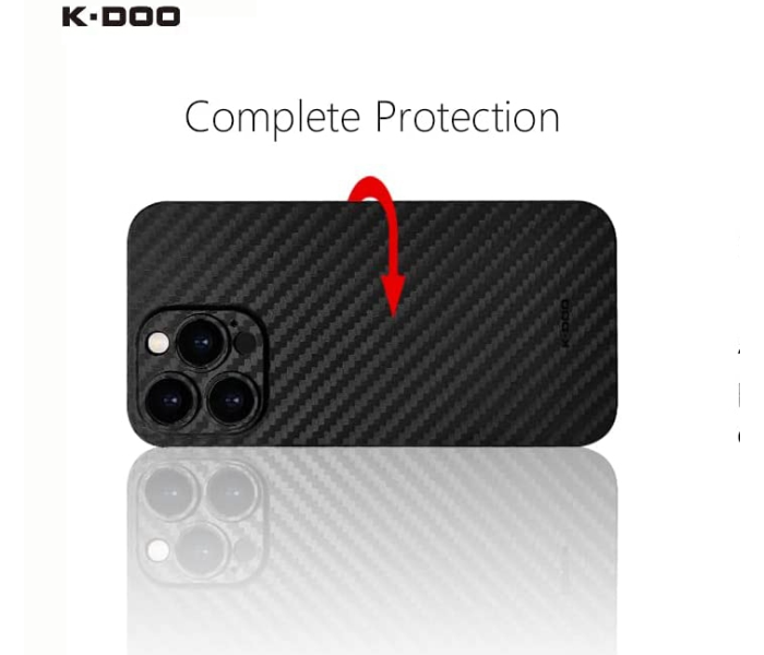 K-DOO Air Carbon Fiber Paper Back Skin Case for iPhone 13 Pro - Black - Zoom Image 6