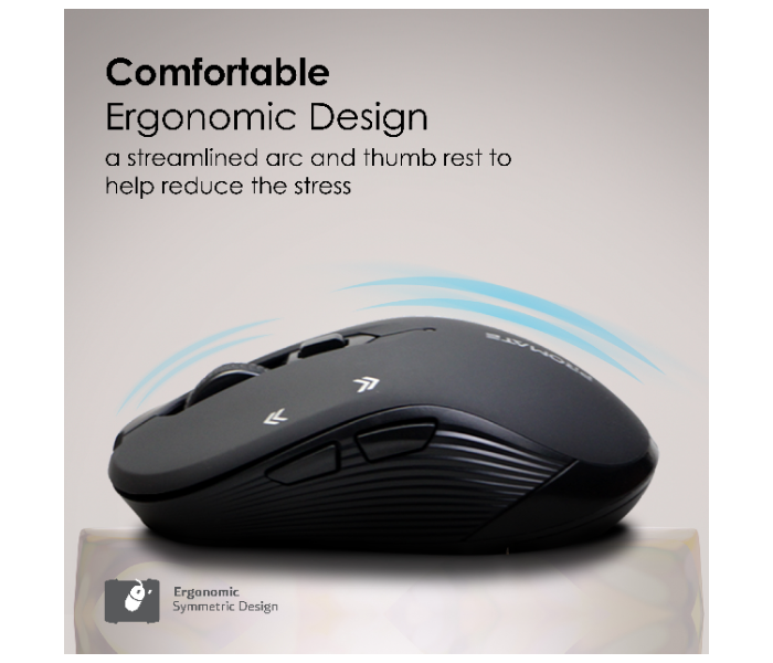 Promate Portable Optical Tracking 2.4G Wireless Mouse with Mini USB Receiver - Black - Zoom Image 2