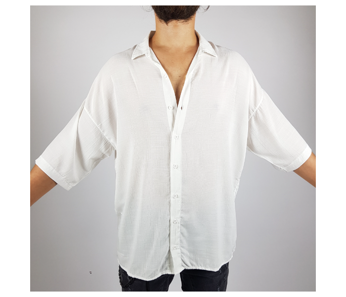 Summer Medium Oversize Shirt For Men - White - Zoom Image 2