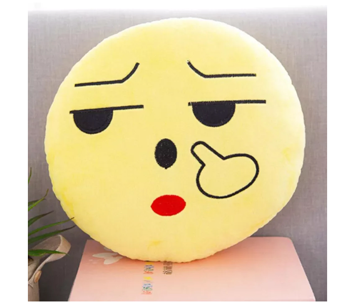 Qq 50 cm Expression Nose Pick Design Smiley Pillow - Yellow - Zoom Image 1