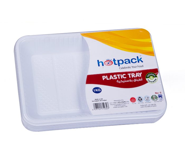 Hotpack PAV5HP No 5 1Kg Plastic Rectangular Tray - White - Zoom Image 4