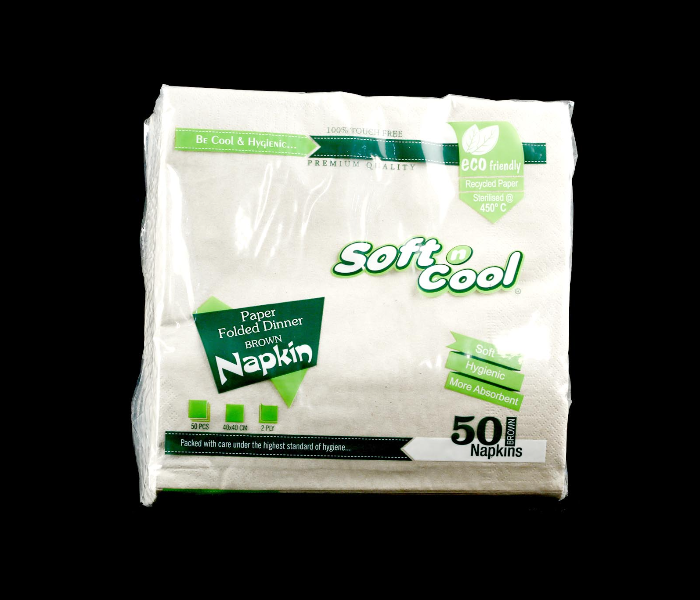 Hotpack NAPKIN4040B Set of 50 Pieces 40x40cm Soft N Cool Paper Dinner Napkin - Brown - Zoom Image 4