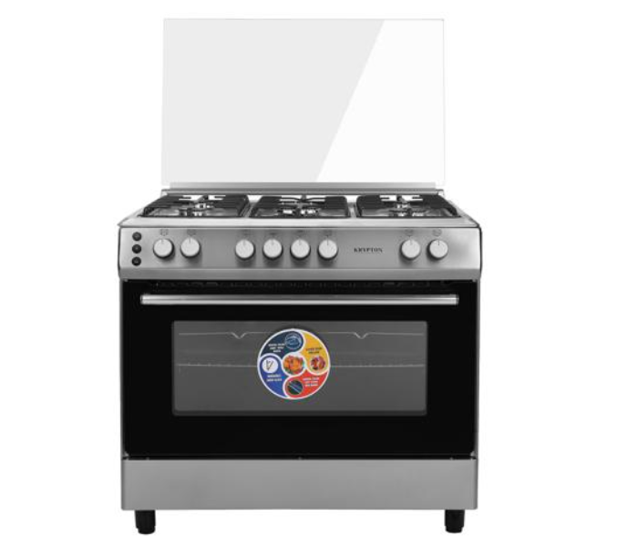 Krypton KNCR6312 5 Gas Euro Pool Burners 90x60 Free Standing Oven - Black and Silver - Zoom Image