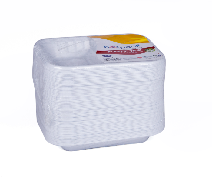 Hotpack PAV1HP No 1 1Kg Plastic Rectangular Tray - White - Zoom Image 4