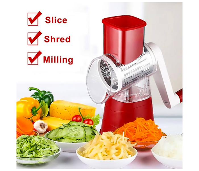 GTC 22000963 3 Stainless Steel Drum Blades Rotary Vegetable Cutter - Red - Zoom Image 1