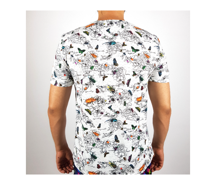 Regular Short Sleeves Medium T-Shirt With Insects Design For Men - White - Zoom Image 4