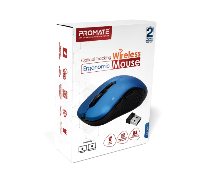 Promate Portable Optical Tracking 2.4G Wireless Mouse with Mini USB Receiver - Blue - Zoom Image 6