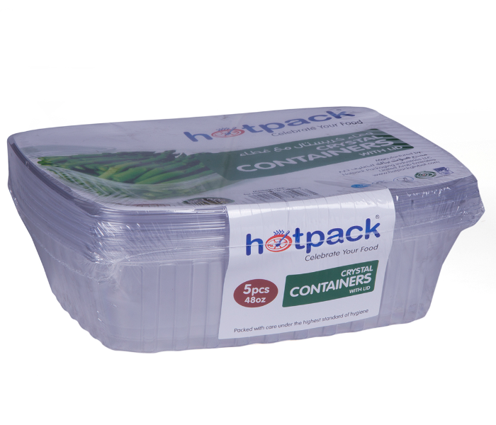 Hotpack CCP48 Set of 5 Pieces 48 Oz Crystal Clear Container - Zoom Image 2