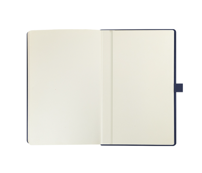 633 B A5  Faux Leather Notebook With Wide Elastic Strap - Dark Blue - Zoom Image 3