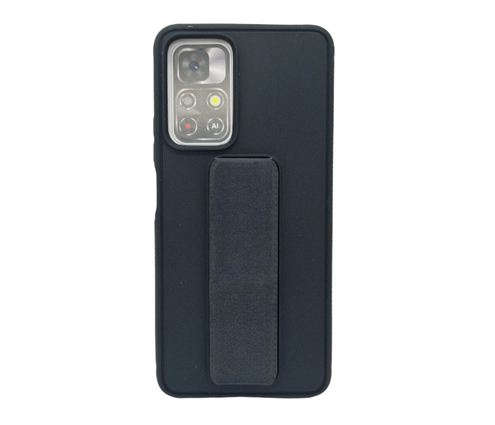 Magnetic Folding Strap Kickstand PU Leather Cover for Xiaomi Redmi 10T Lite - Black - Zoom Image 4