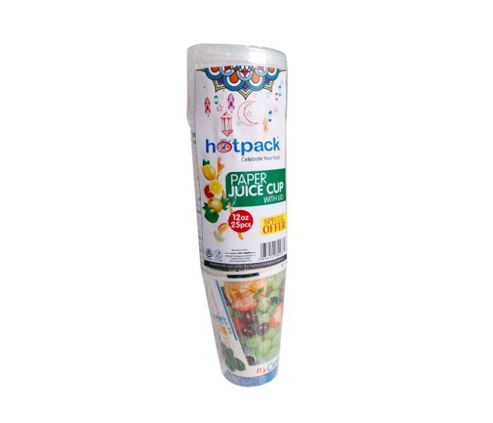 Hotpack HSMPJC12 Set of 25 Pieces 12-Oz Paper Juice Cup with Lid - Zoom Image 1