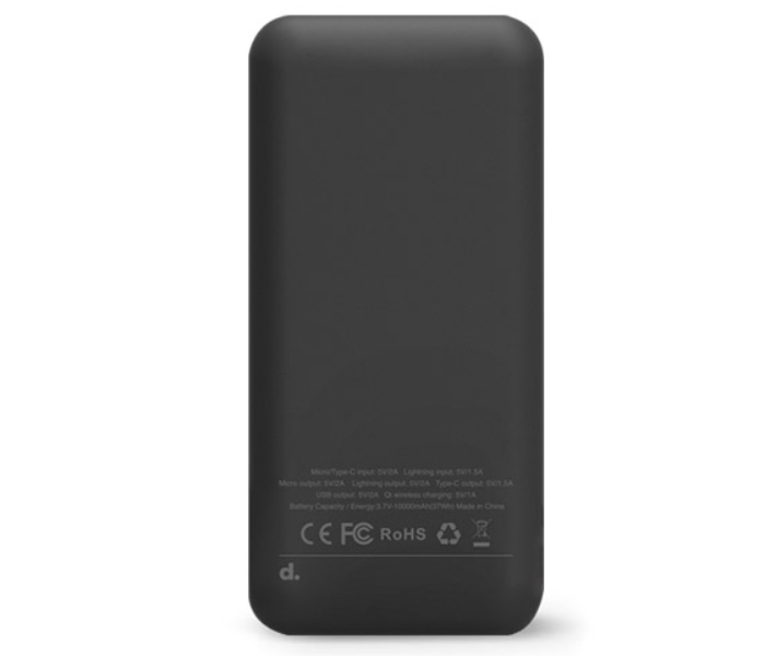 750  10000mAh Power Bank With Wireless Charging - Black - Zoom Image 2