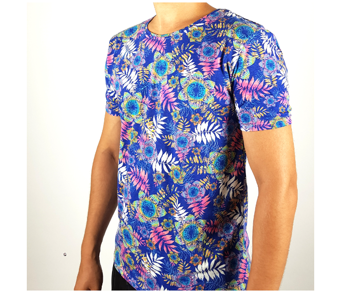 Regular Short Sleeves Small T-Shirt With Flower Design For Men - Purple - Zoom Image 1