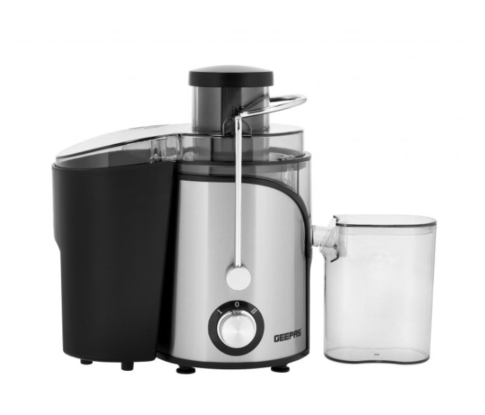 Geepas GJE46017 1.4 Litre 600Watts Stainless Steel Overheat Protector Juice Extractor - Black and Silver - Zoom Image 1