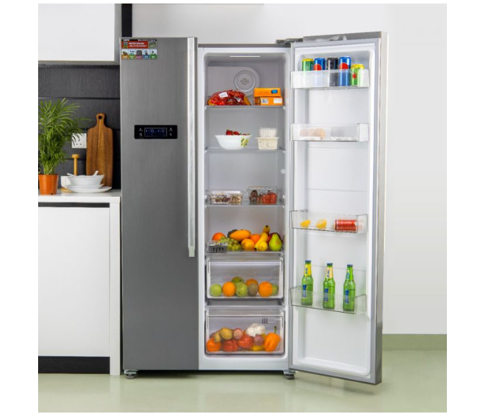 Geepas GRFS6521SXHN 650 Litre No-Frost Side-By-Side Refrigerator - Grey - Zoom Image 2