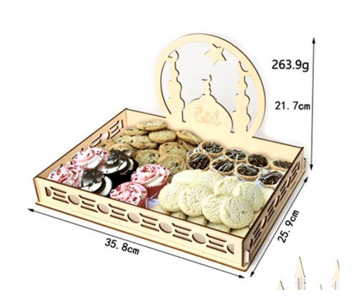 Mosque Design Wooden JM01328 Ramadan Dessert Tray - Zoom Image 2