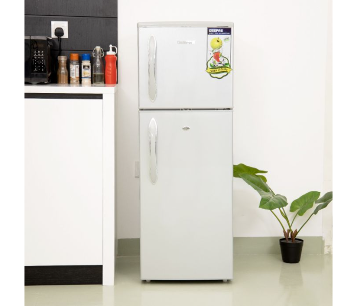 Geepas GRF1856WPN 180L Direct Cool Double Door Refrigerator - Silver - Zoom Image 2