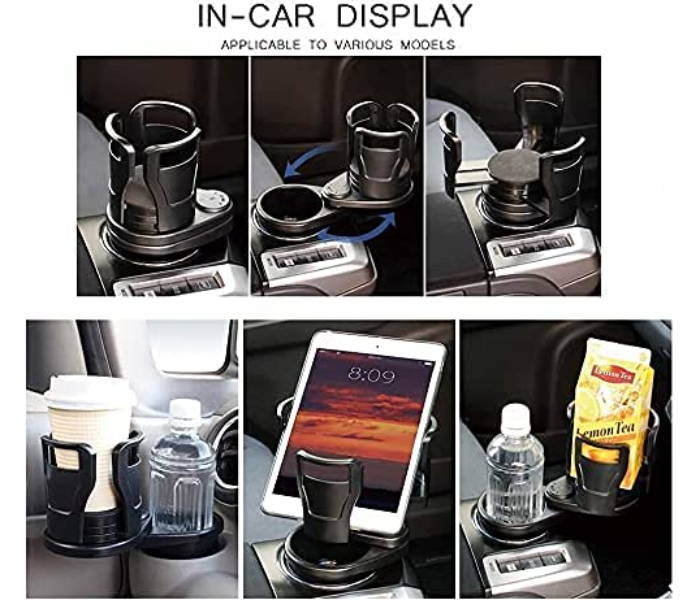 Multifunctional Car Cup Holder Expander Tray with Rotating Base 2 in 1 - Zoom Image 3