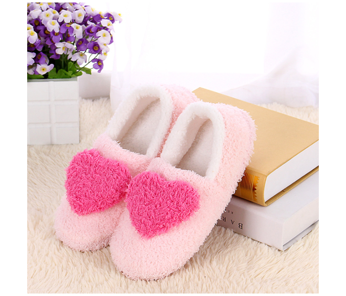 Peach 36-37 Sized Heart Bag Heel Cotton Slippers - Pink - Zoom Image 1