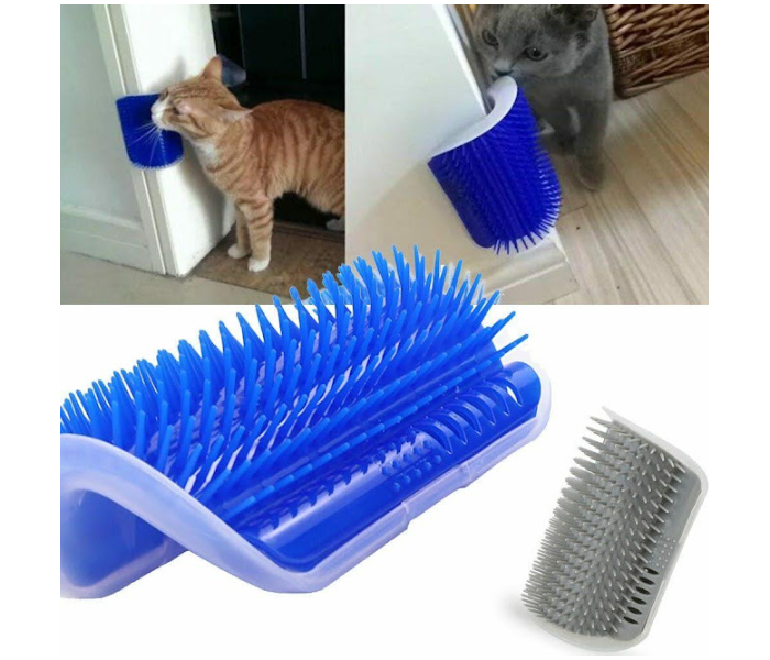 GTC 22000946 Cat Corner Self Groomer with Catnip Wall Corner Massage Comb Corner Scratcher - Blue - Zoom Image 1