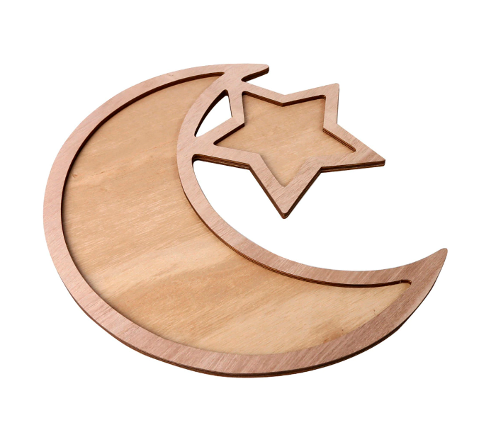 Moon and Star Design Wooden JM01330 Ramadan Dessert Tray - Zoom Image 1